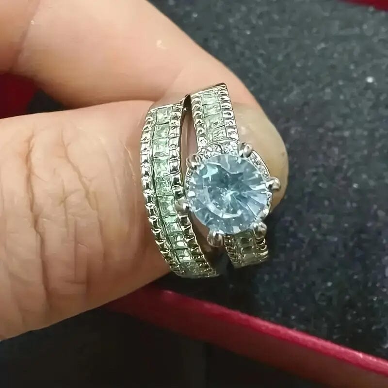 Rynx | 2-piece set: Elegant square cubic zirconia rings