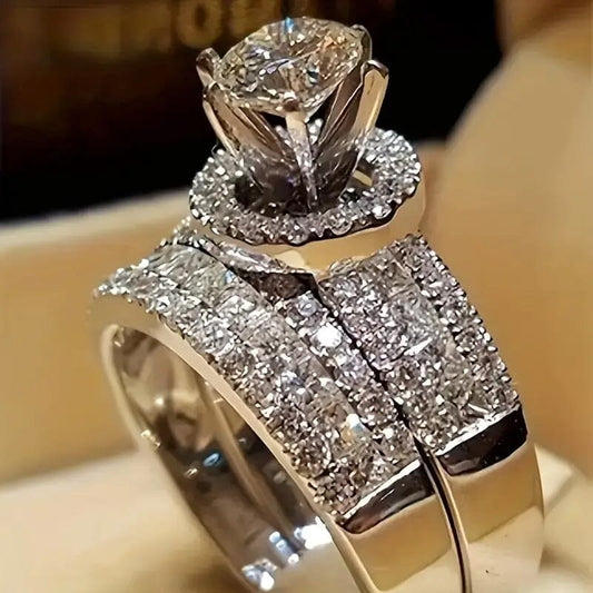 Rynx | 2-piece set: Elegant square cubic zirconia rings