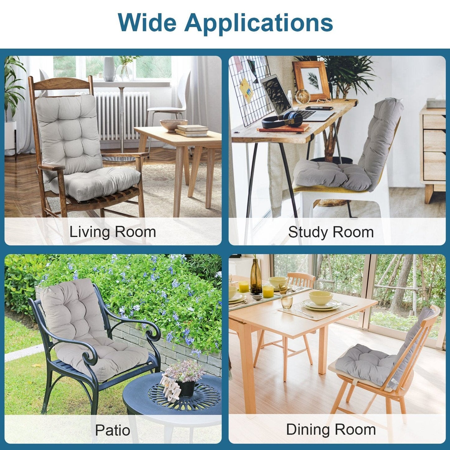 Rynx | 2-piece set: Rocking chair cushion with smoke-free straps Polyester fiber filling