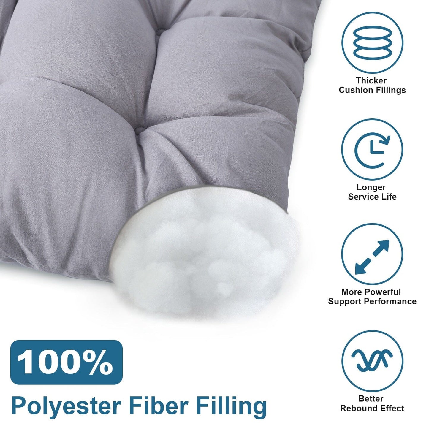 Rynx | 2-piece set: Rocking chair cushion with smoke-free straps Polyester fiber filling