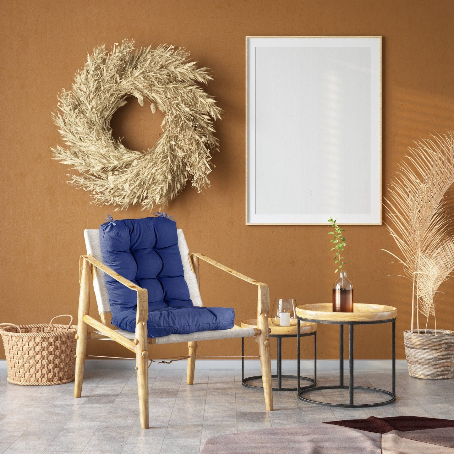 Rynx | 2-piece set: Rocking chair cushion with smoke-free straps Polyester fiber filling