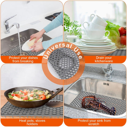 Rynx | 2 Piece: Silicone Drain Cleaning Mat with Central Drain Hole