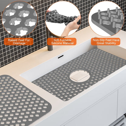 Rynx | 2 Piece: Silicone Drain Cleaning Mat with Central Drain Hole