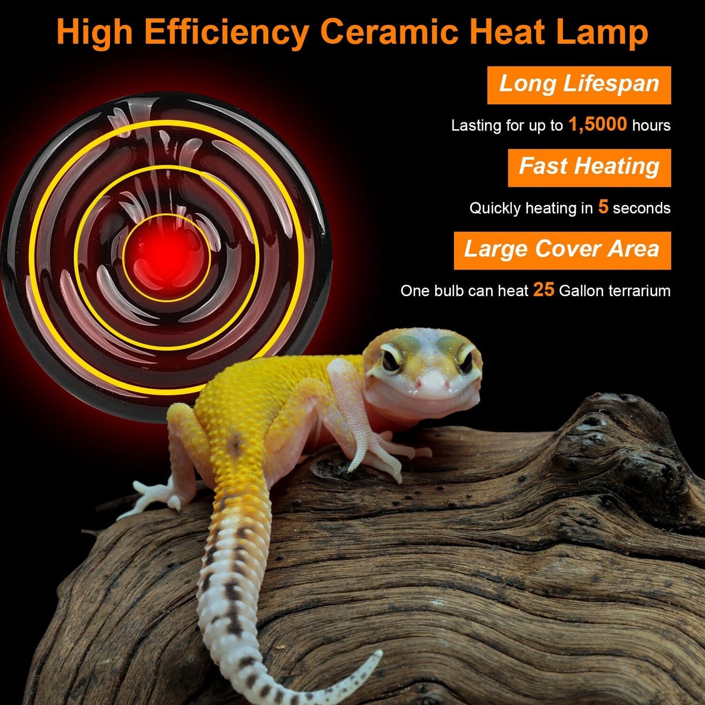 Rynx | 2 pieces: 150W Infrared Reptile Heat Lamp No Light Emission