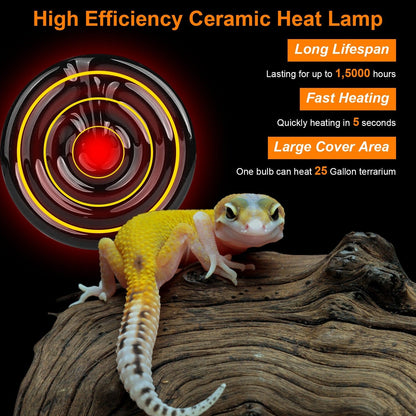 Rynx | 2 pieces: 150W Infrared Reptile Heat Lamp No Light Emission