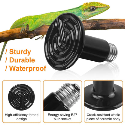 Rynx | 2 pieces: 150W Infrared Reptile Heat Lamp No Light Emission