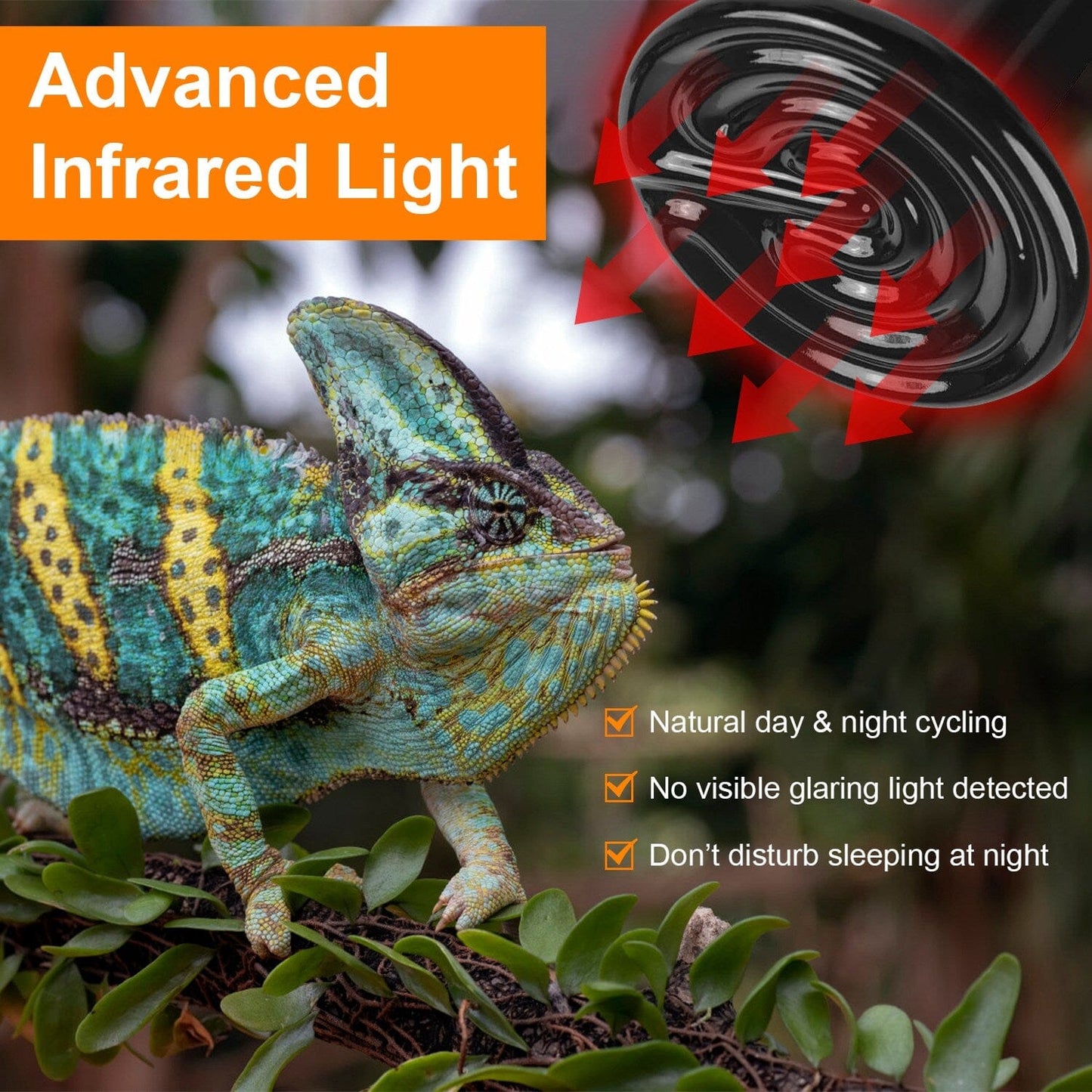 Rynx | 2 pieces: 150W Infrared Reptile Heat Lamp No Light Emission