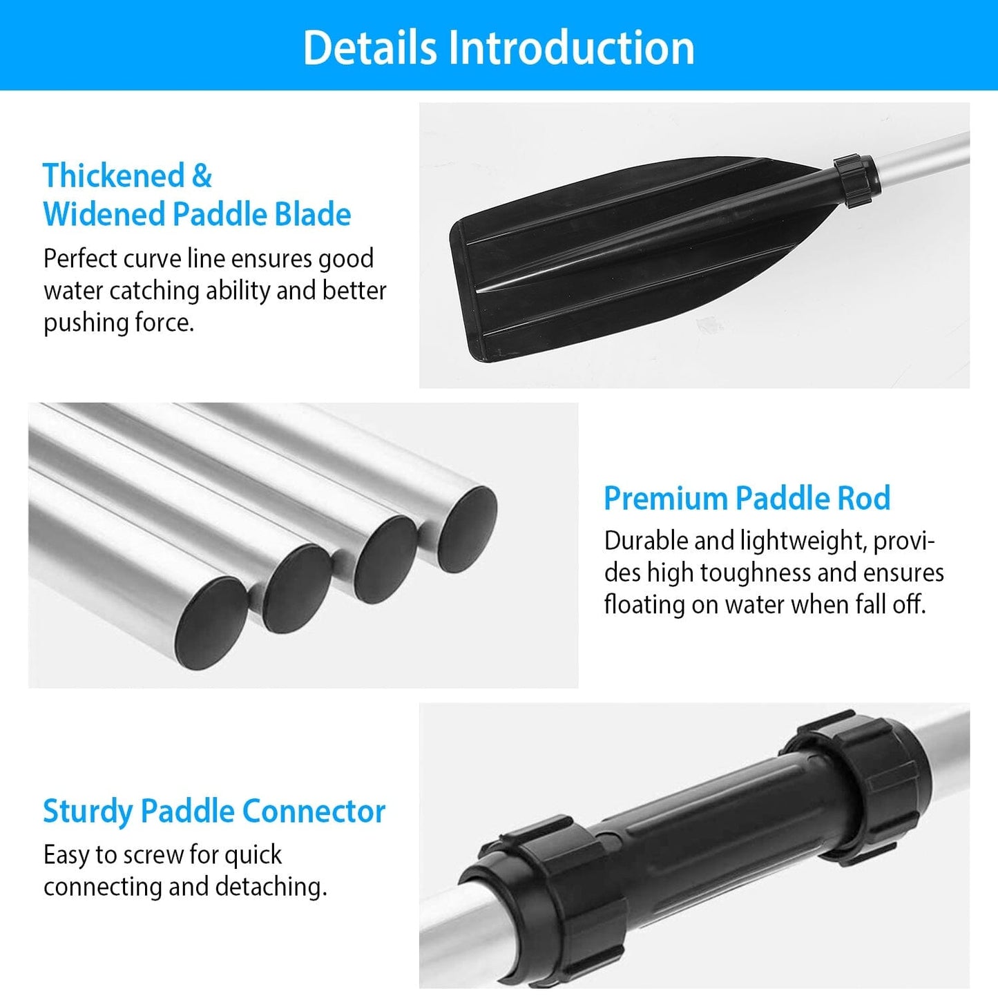 Rynx | 2-Pieces: Kayak Paddle Aluminum Alloy Removable Canoe