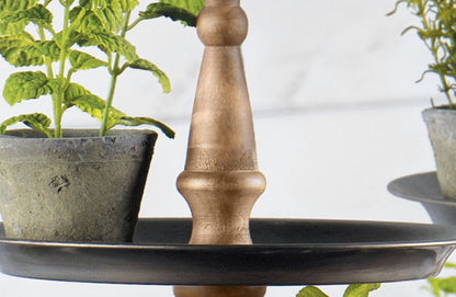 Rynx | Natural wood and metal step boutique stand