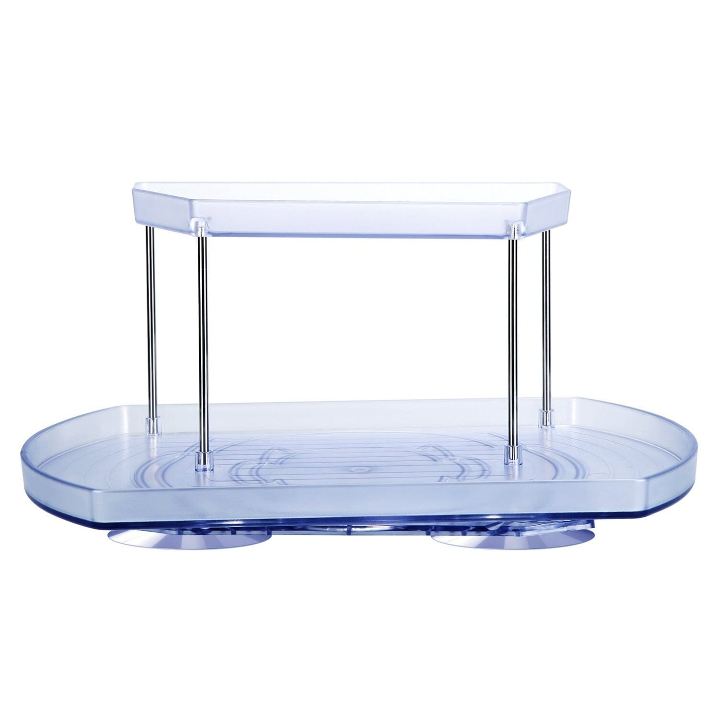 Rynx | 2-layer Plate Organizer Rectangular Refrigerator Spinning Storage Shelf with 360° Rotatable Rails
