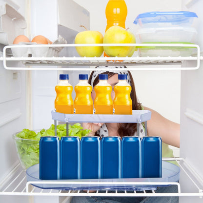 Rynx | 2-layer Plate Organizer Rectangular Refrigerator Spinning Storage Shelf with 360° Rotatable Rails