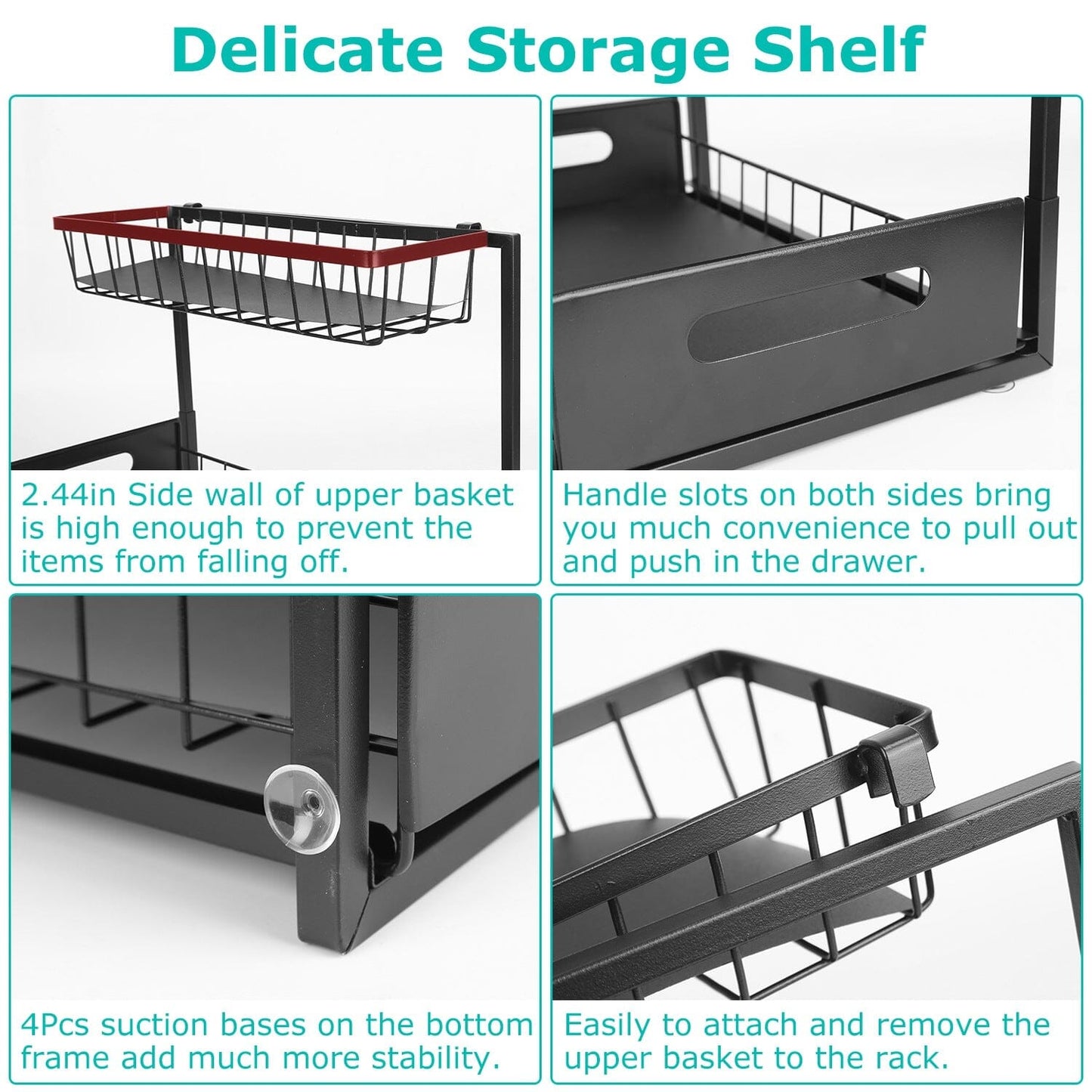 Rynx | 2-Tier Under Bench Organizer Pull-Out Basket Storage