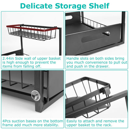 Rynx | 2-Tier Under Bench Organizer Pull-Out Basket Storage