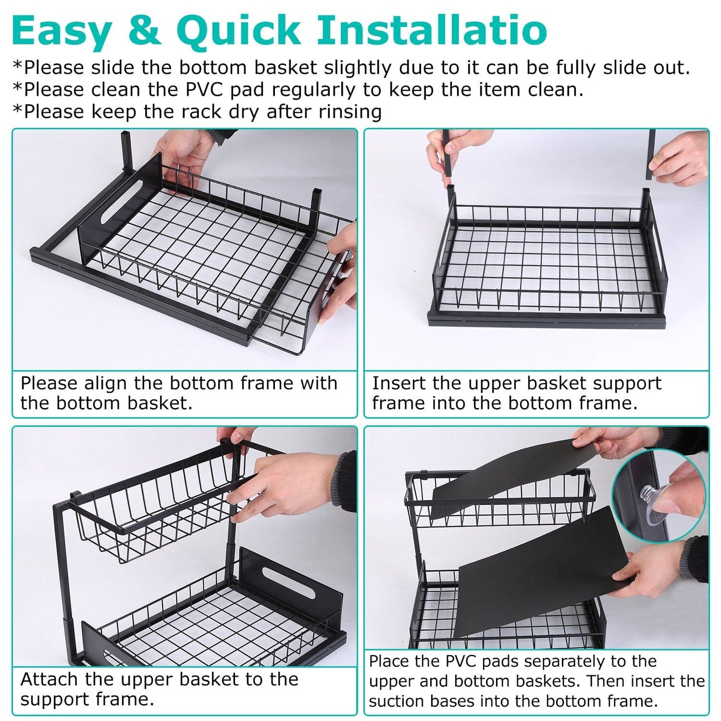 Rynx | 2-Tier Under Bench Organizer Pull-Out Basket Storage