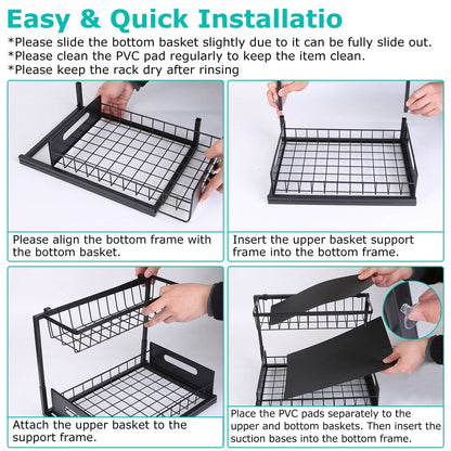 Rynx | 2-Tier Under Bench Organizer Pull-Out Basket Storage