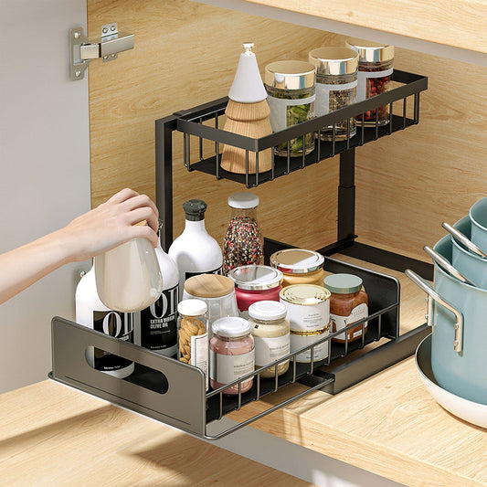 Rynx | 2-Tier Under Bench Organizer Pull-Out Basket Storage