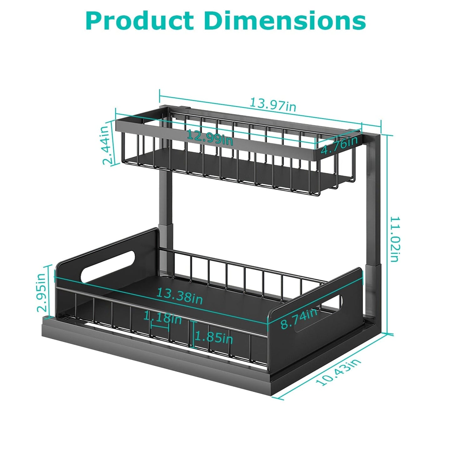 Rynx | 2-Tier Under Bench Organizer Pull-Out Basket Storage