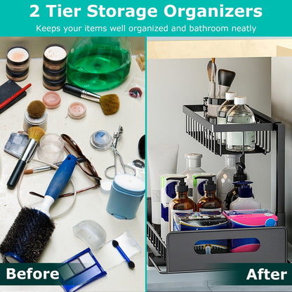 Rynx | 2-Tier Under Bench Organizer Pull-Out Basket Storage
