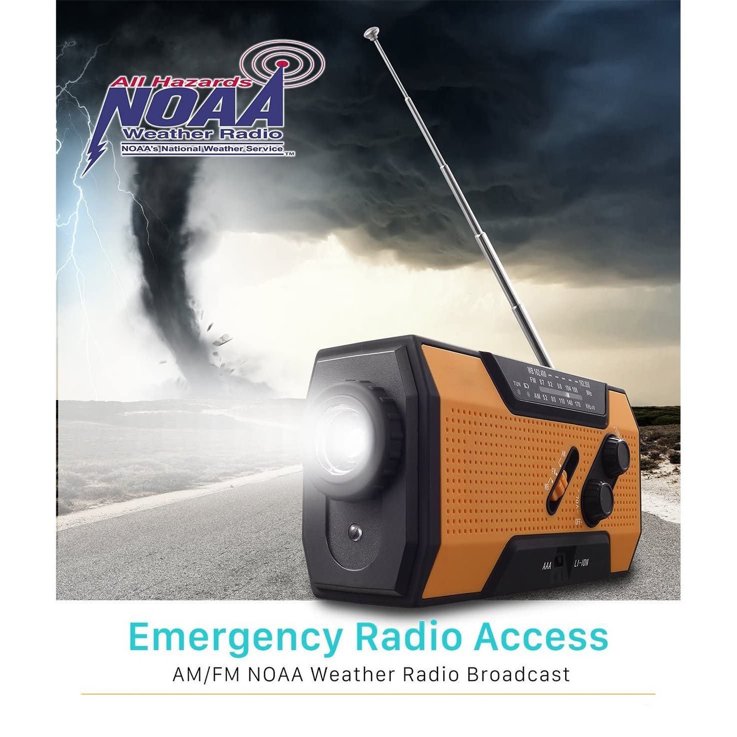 Rynx | 2000mAh NOAA Emergency Weather Radio Portable Power Bank with Solar Charging