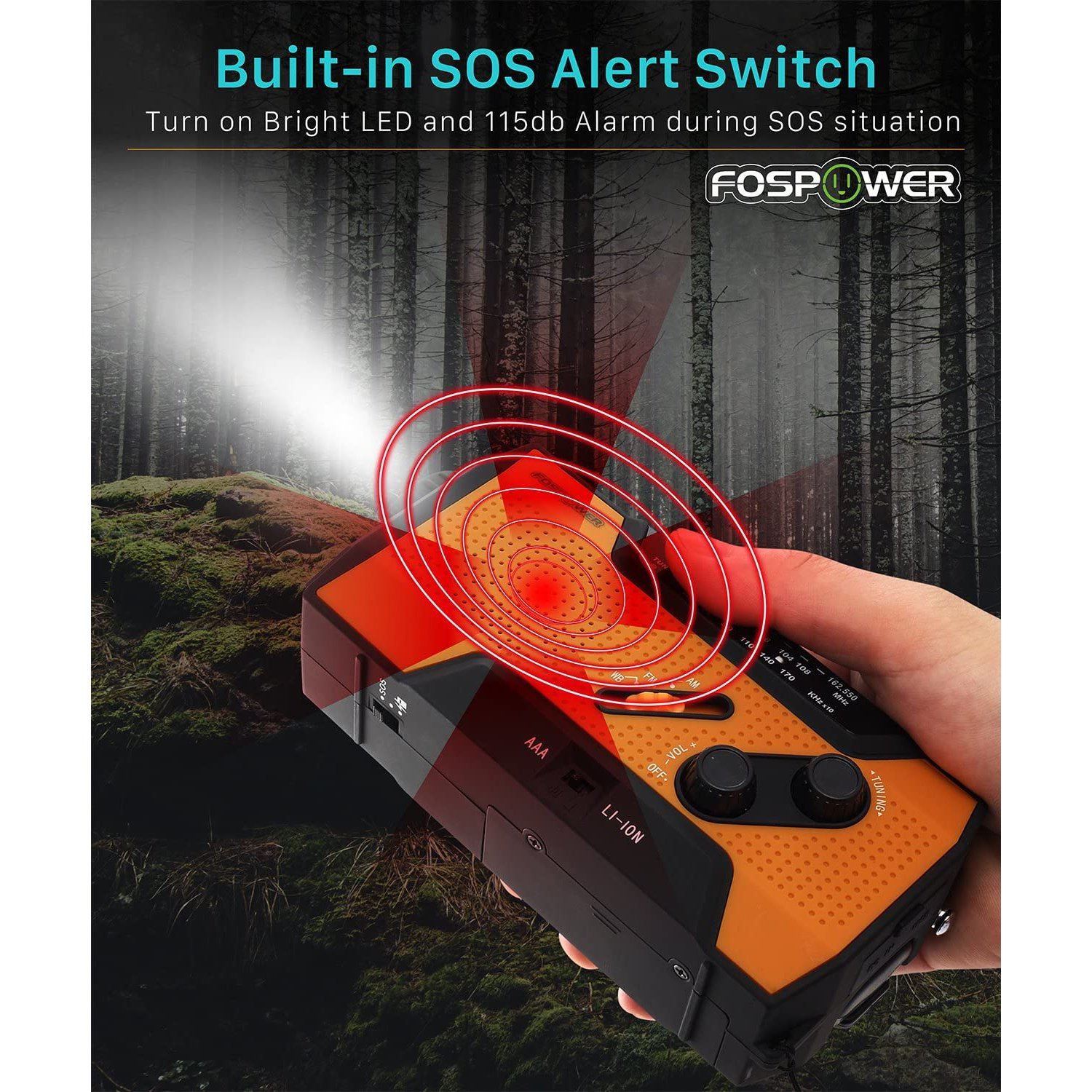 Rynx | 2000mAh NOAA Emergency Weather Radio Portable Power Bank with Solar Charging