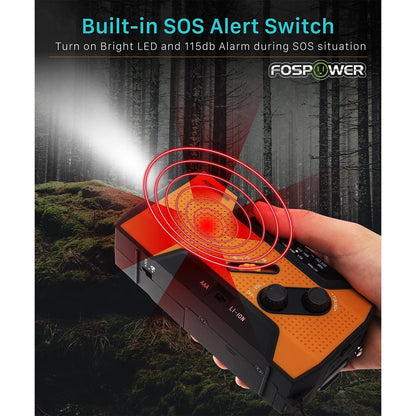 Rynx | 2000mAh NOAA Emergency Weather Radio Portable Power Bank with Solar Charging