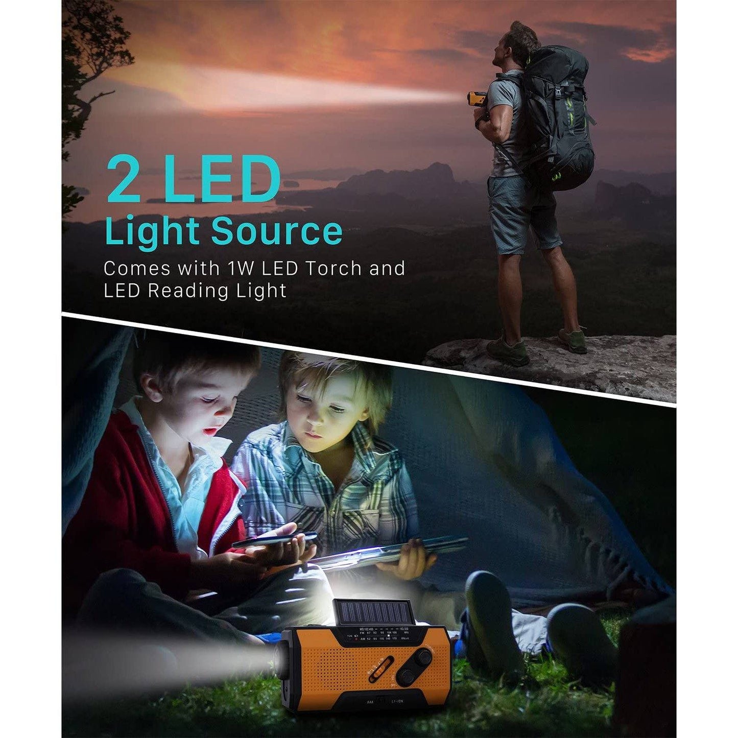 Rynx | 2000mAh NOAA Emergency Weather Radio Portable Power Bank with Solar Charging