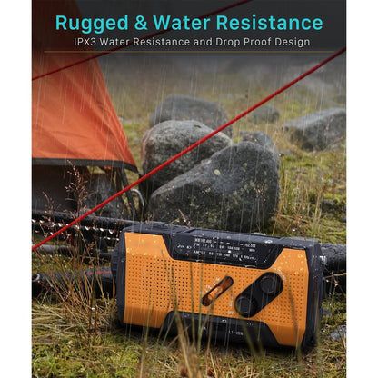 Rynx | 2000mAh NOAA Emergency Weather Radio Portable Power Bank with Solar Charging
