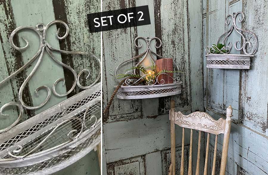 Rynx | Ornate metal scroll wall planters, set of 2
