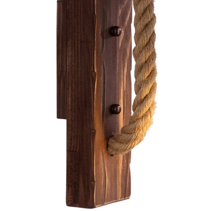 Rynx | Brown L-shaped wall-mounted lighting Rustic wood 1 light dining room wall light with hemp rope cable