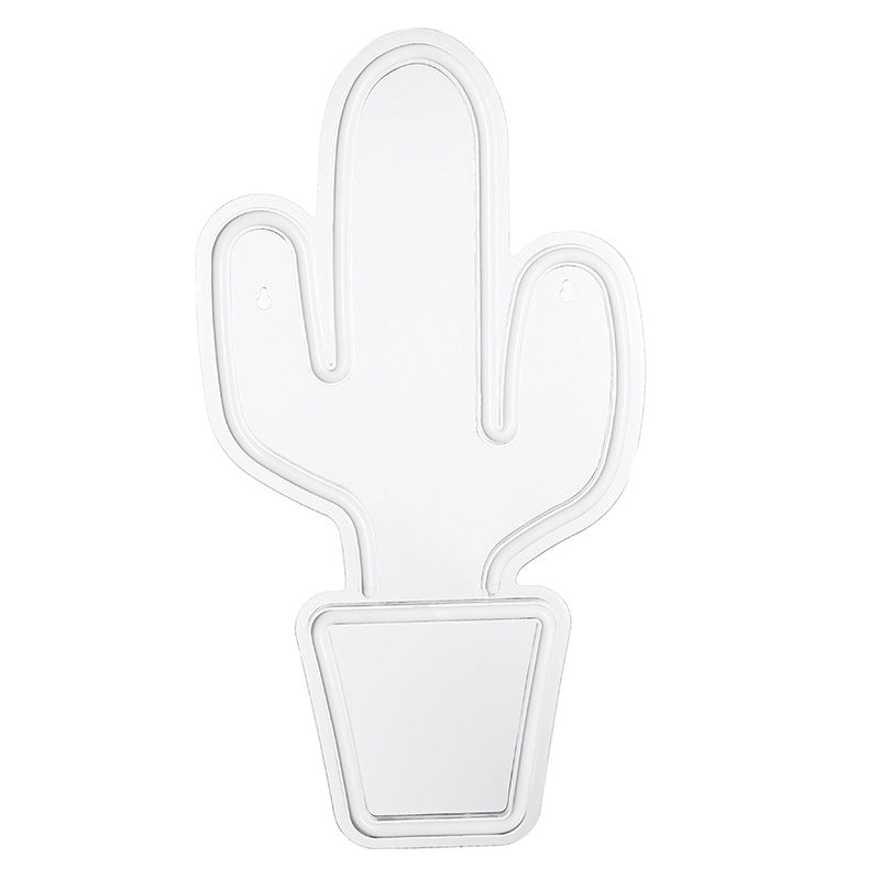 Rynx | Plastic Potted Cactus Nightstand Lamp Creative USB-Powered LED Wall Night Light in White