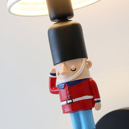 Rynx | Soldier Bedroom Wall Light with Conical Shade Fabric 1 Head American Style Wall Lamp