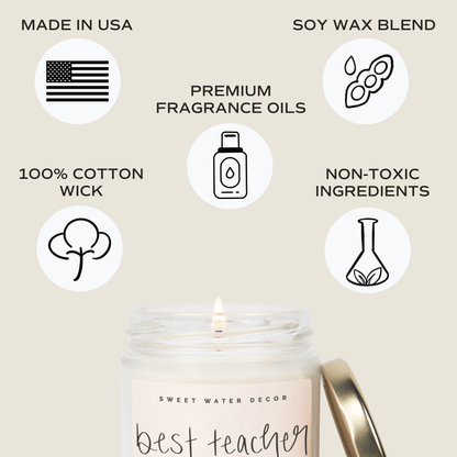 Rynx | Best Teacher All Soy Candle - Clear Jar - 9 oz (Salt and Sea)