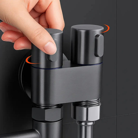Rynx | Double control valve made of brass – Water supply with matte black finish
