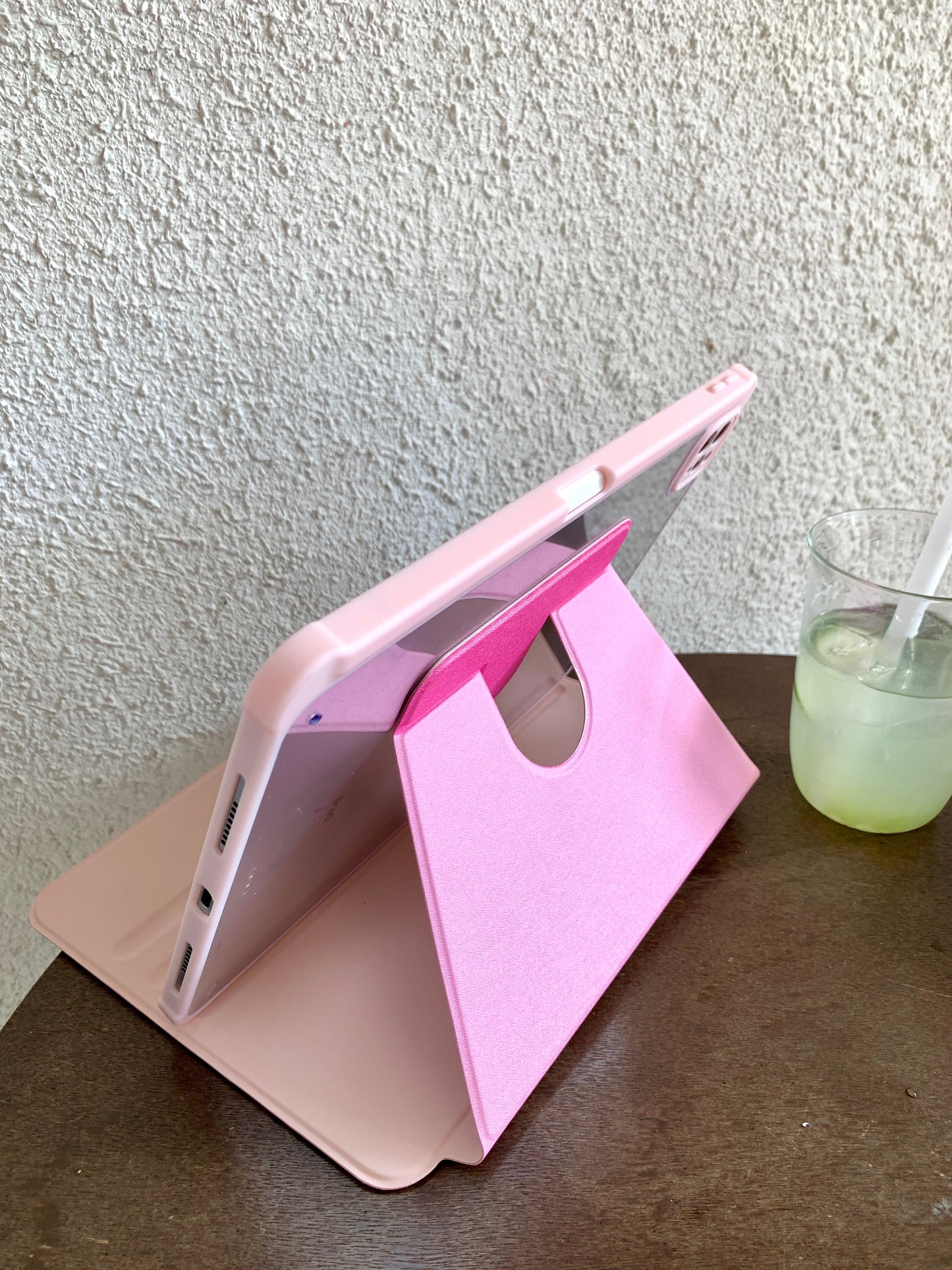 Rynx | Cute pink iPad case with heart lace design – Floral stand case