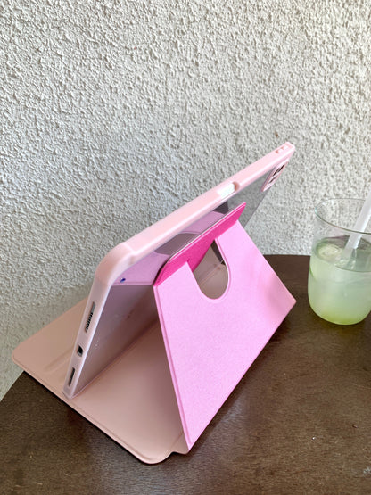 Rynx | Cute pink iPad case with heart lace design – Floral stand case