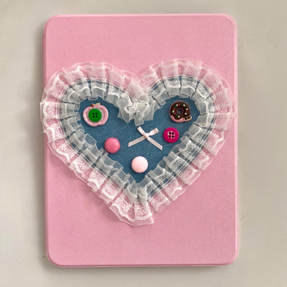 Rynx | Cute pink iPad case with heart lace design – Floral stand case