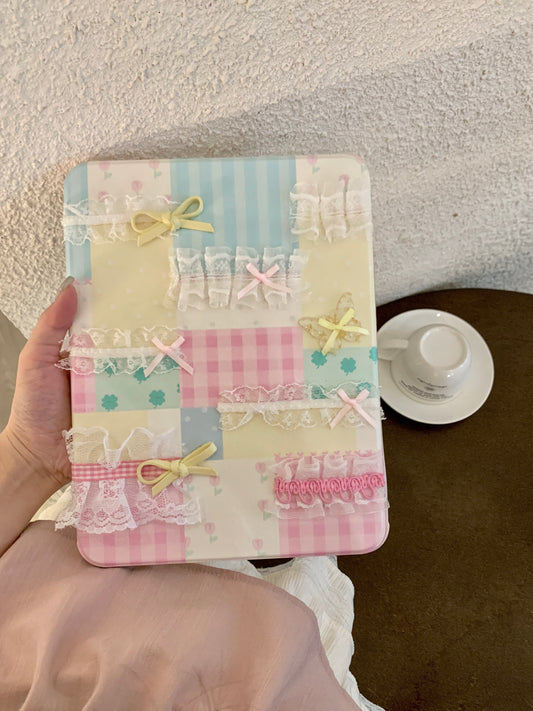 Rynx | Pastel Patchwork Lace iPad Case – Sweet Bows, Stand Case