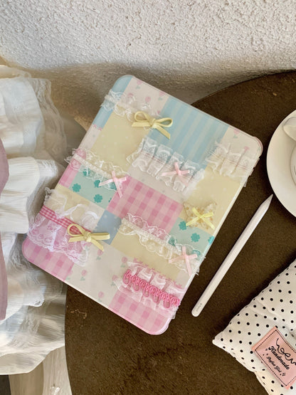 Rynx | Pastel Patchwork Lace iPad Case – Sweet Bows, Stand Case