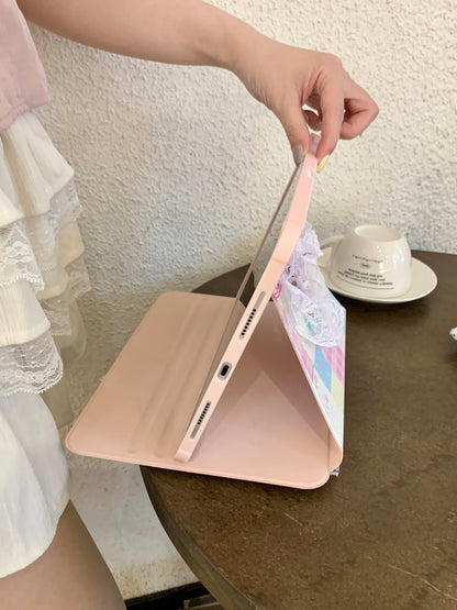 Rynx | Pastel Patchwork Lace iPad Case – Sweet Bows, Stand Case