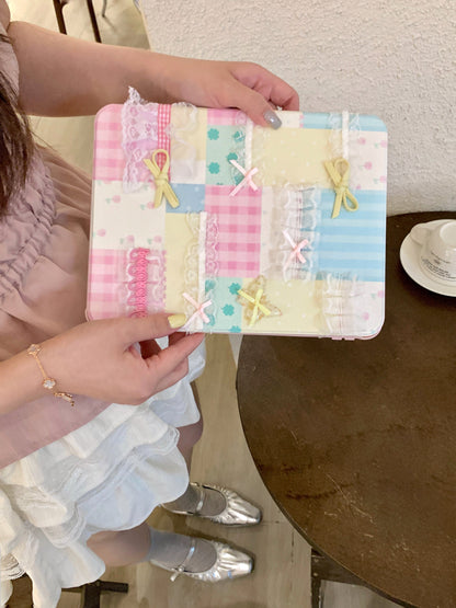 Rynx | Pastel Patchwork Lace iPad Case – Sweet Bows, Stand Case