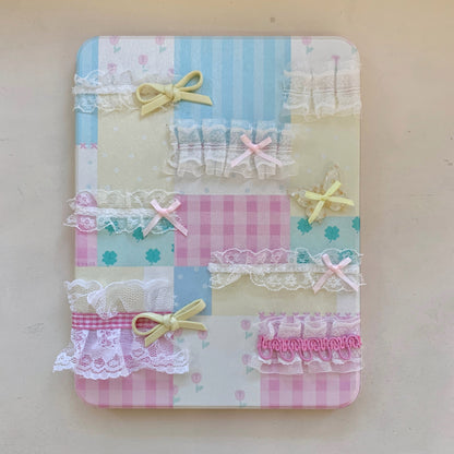 Rynx | Pastel Patchwork Lace iPad Case – Sweet Bows, Stand Case
