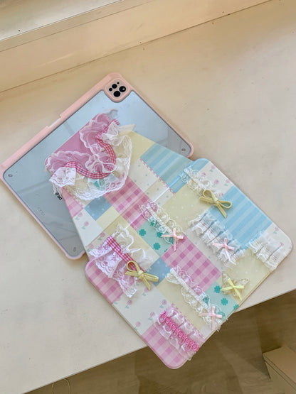 Rynx | Pastel Patchwork Lace iPad Case – Sweet Bows, Stand Case
