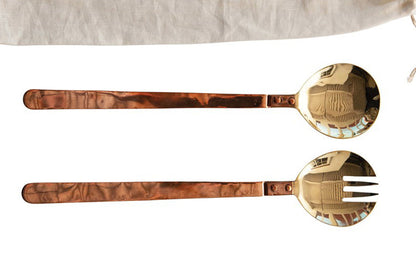 Rynx | Brass salad cutlery in pouch, set of 2
