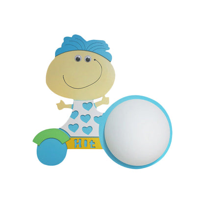Rynx | Wood Cartoon Pattern Wall Lamp Contemporary LED Wall Lamp for Nursing Room Bedroom