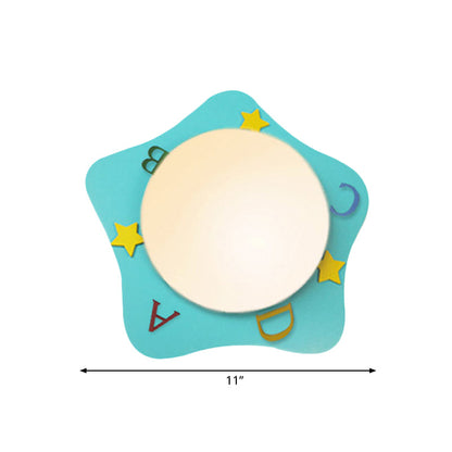 Rynx | Wood Cartoon Pattern Wall Lamp Contemporary LED Wall Lamp for Nursing Room Bedroom