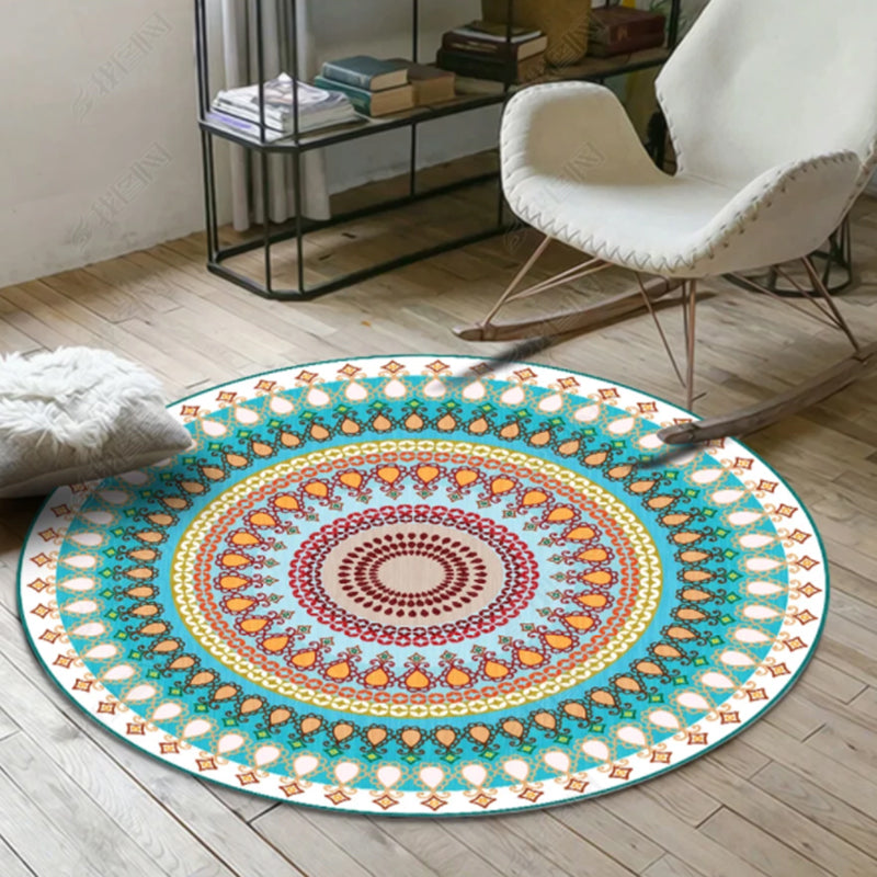 Rynx | Chic Tribal Patterned Rug Multi Colored Moroccan Rug Polyester Anti-Slip Backing Washable Pet Friendly Carpet for Bedroom
