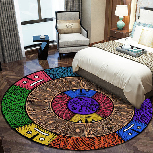 Rynx | Chic Tribal Patterned Rug Multi Colored Moroccan Rug Polyester Anti-Slip Backing Washable Pet Friendly Carpet for Bedroom
