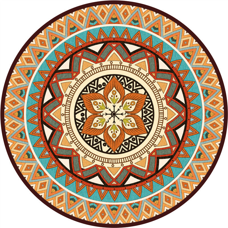 Rynx | Chic Tribal Patterned Rug Multi Colored Moroccan Rug Polyester Anti-Slip Backing Washable Pet Friendly Carpet for Bedroom