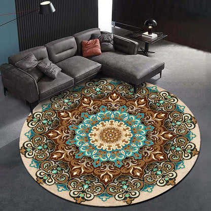 Rynx | Multicolored Living Room Carpet Turkish Floral Swirl Rug Synthetic Non-Slip Pet-Friendly Machine Washable Carpet