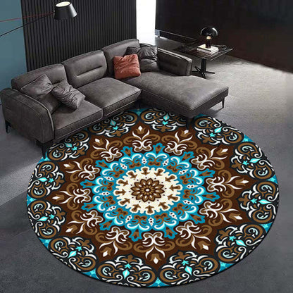 Rynx | Multicolored Living Room Carpet Turkish Floral Swirl Rug Synthetic Non-Slip Pet-Friendly Machine Washable Carpet